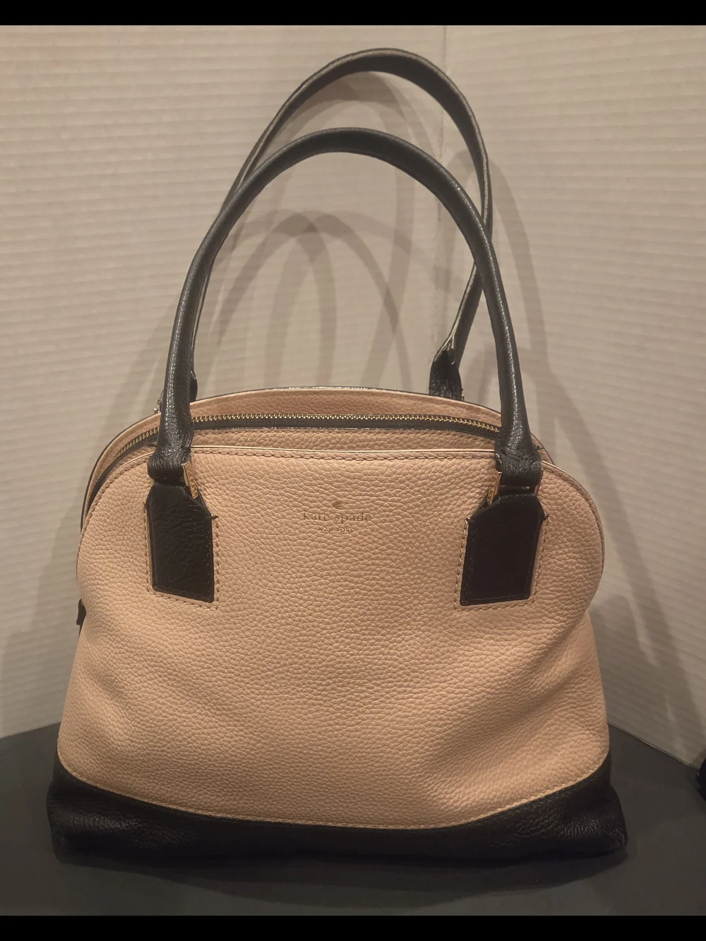 Kate Spade Two-Tone Pebbled Leather Satchel - Blush and Black